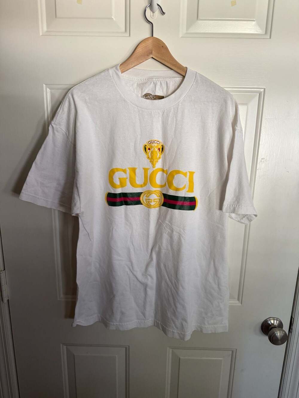 Vintage Mint Gucci Graphic T-Shirt Size XL White